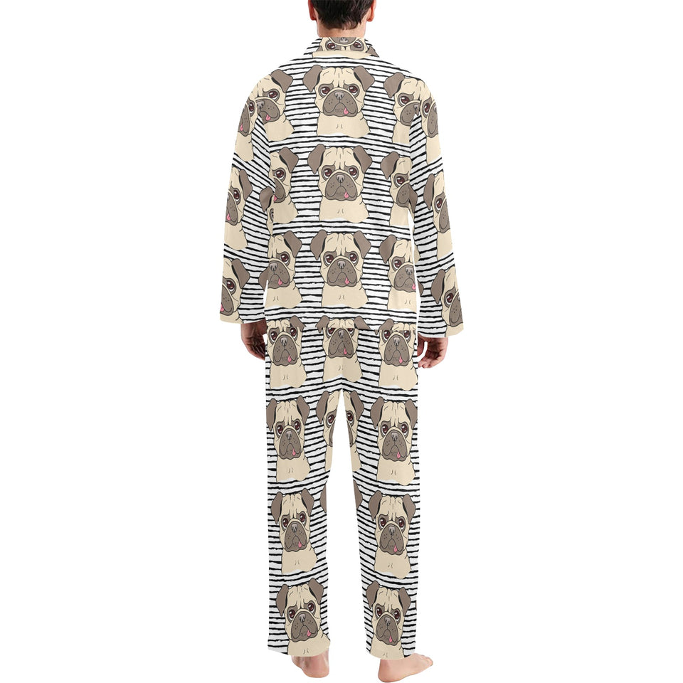 Happy pug pattern Men's Long Pajama Set