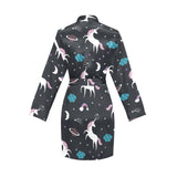 unicorn rainbows moon clound star pattern Women's Long Sleeve Belted Night Robe