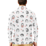 Hedgehog Pattern Print Design 02 Men's Long Sleeve Polo Shirt