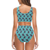 Stingray Pattern Print Design 02 Chest Bowknot High Waisted Bikini Swimsuit