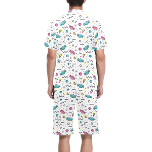 Candy design pattern Men's V-Neck Short Pajama Set