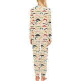 Mustache Beard Pattern Print Design 03 Women's All Over Print Pajama Set