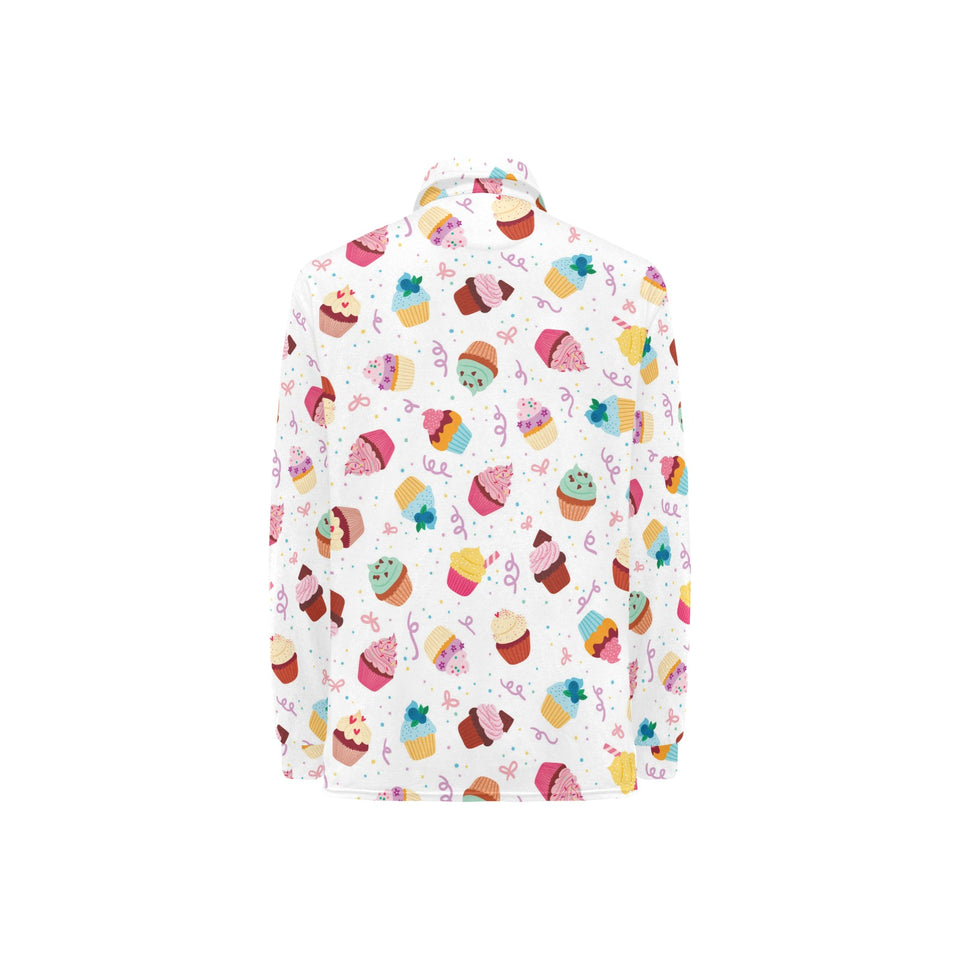 Cake cupcake design pattern Women's Long Sleeve Polo Shirt