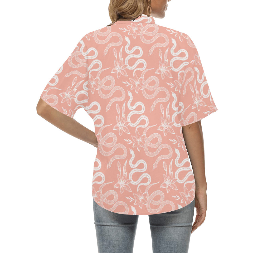 Snake lilies flower pattern Women's All Over Print Hawaiian Shirt