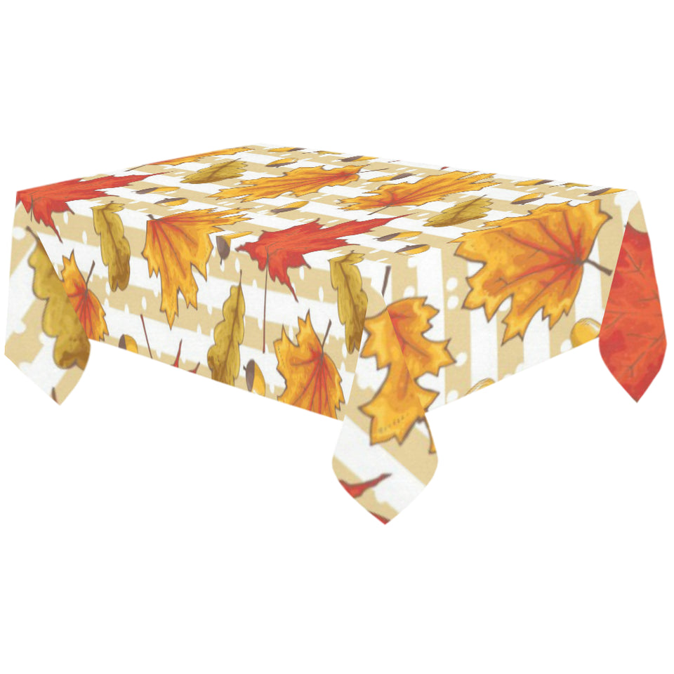 Maple leaf oak leaf acorns beige striped backgroun Tablecloth