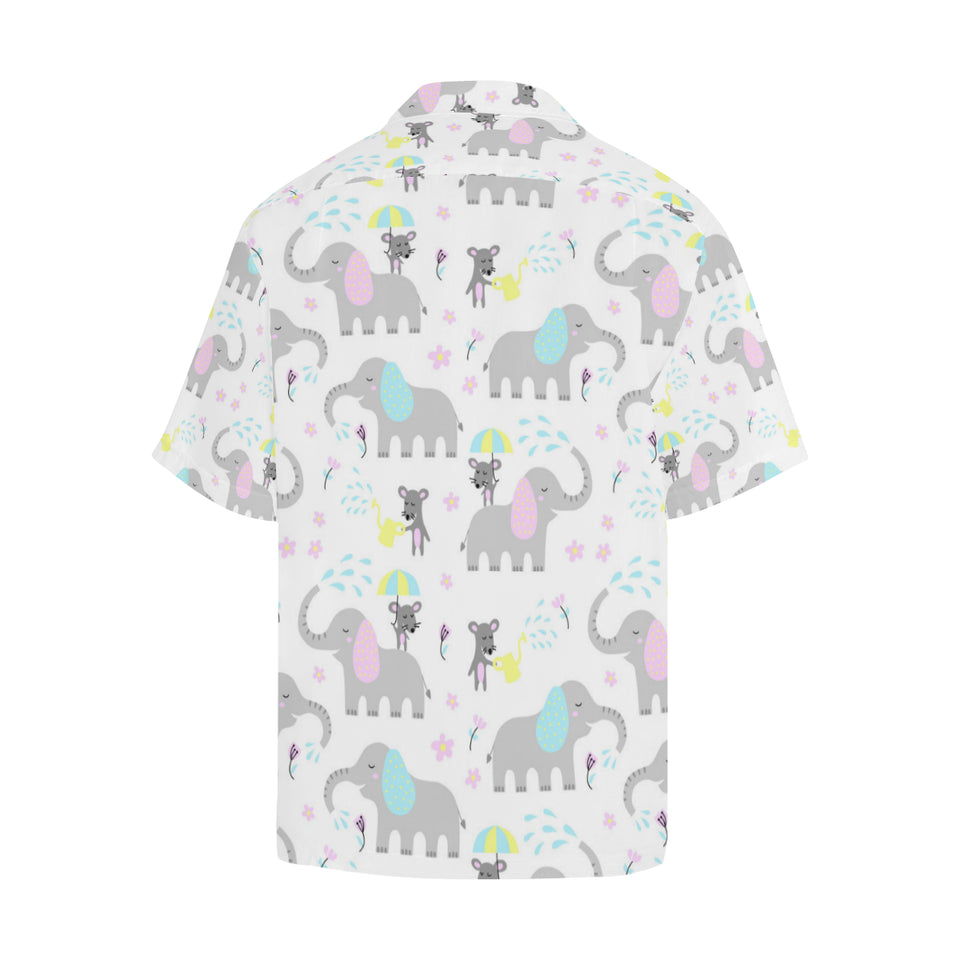 Cute elephant mouse pattern Men's All Over Print Hawaiian Shirt