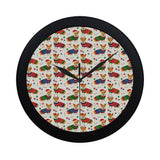 Corgi Christmas Pattern Elegant Black Wall Clock