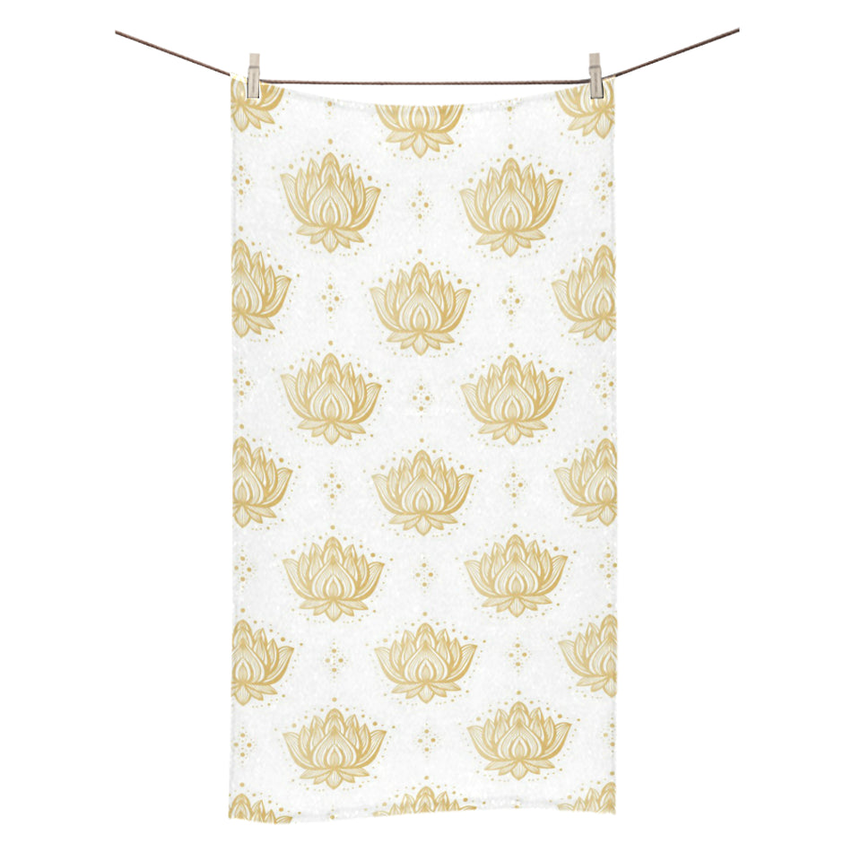Gold Ornamental lotue waterlily symbol pattern Bath Towel