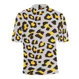 Gray Leopard print pattern Men's All Over Print Polo Shirt
