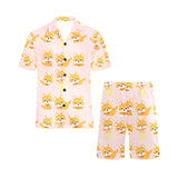 Cute shiba inu dog pattern Men's V-Neck Short Pajama Set