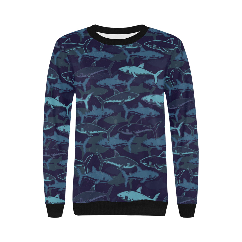 Shark pattern Women's Crew Neck Sweatshirt