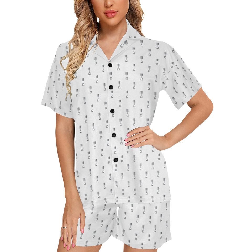 Engine Piston Background Pattern Print Design 01 Women's V-Neck Short Pajama Set