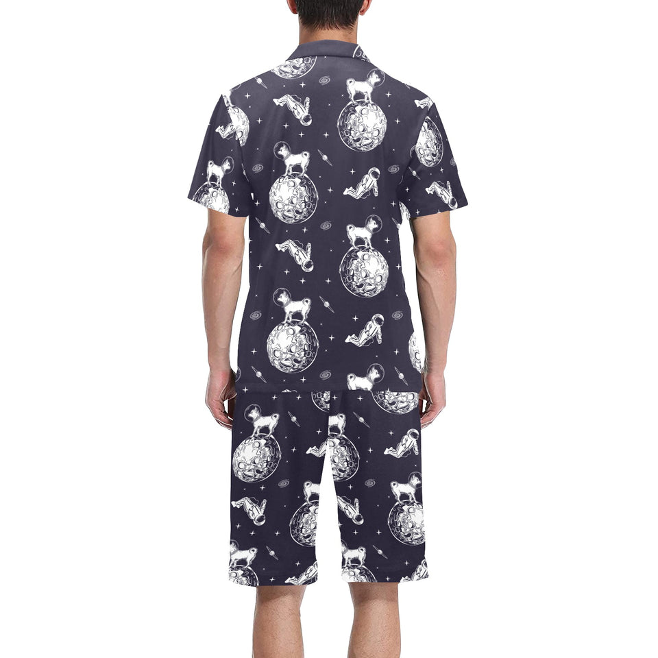 Chihuahua space helmet. astronaut pattern Men's V-Neck Short Pajama Set