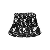 Saxophone music notes treble clef black white them Unisex Bucket Hat