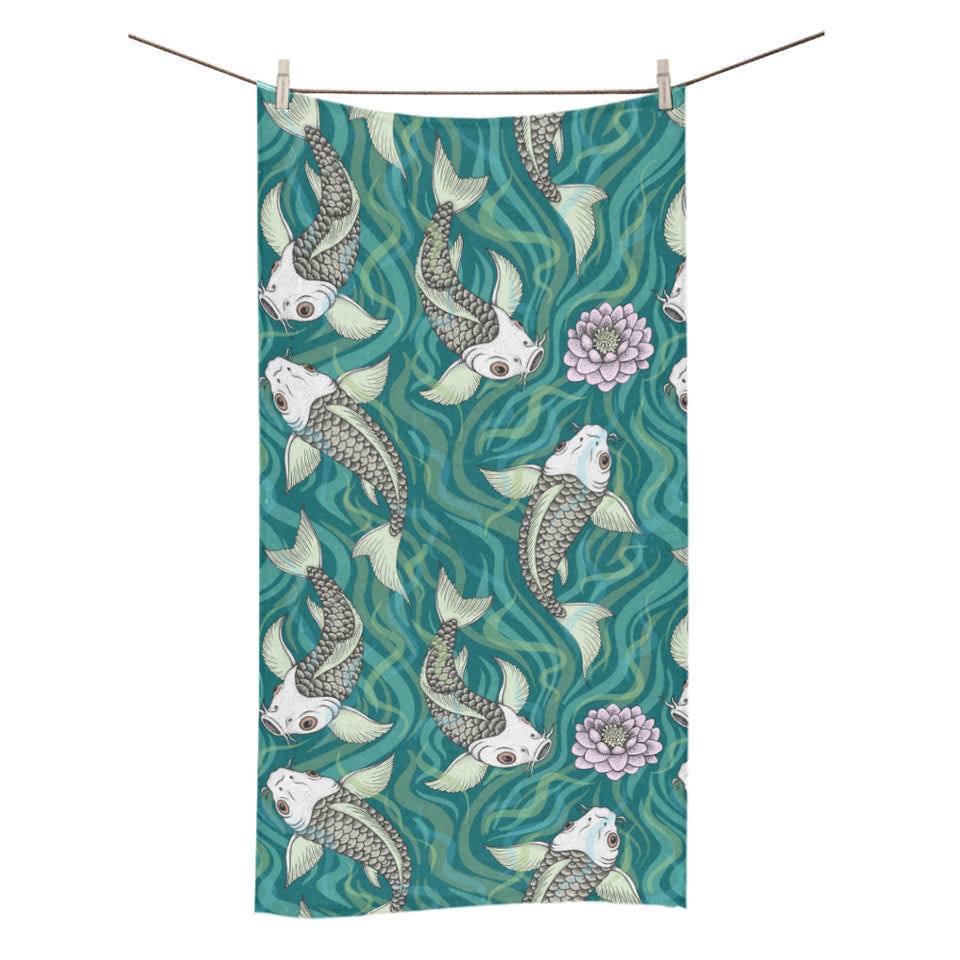 Koi Fish Carp Fish lotus pattern Bath Towel