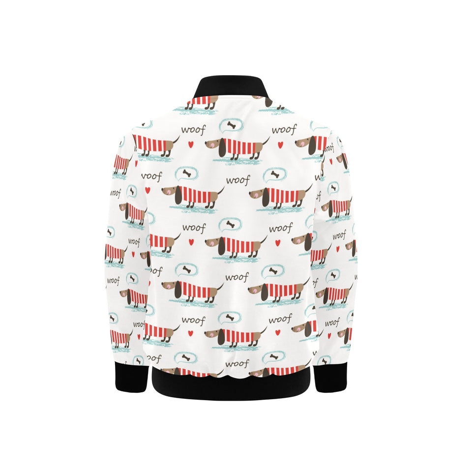 Cute dachshund bone pattern Kids' Boys' Girls' Bomber Jacket