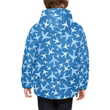Airplane pattern in the sky Kids' Boys' Girls' Padded Hooded Jacket