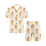 Corn Pattern Print Design 02 Men's V-Neck Short Pajama Set