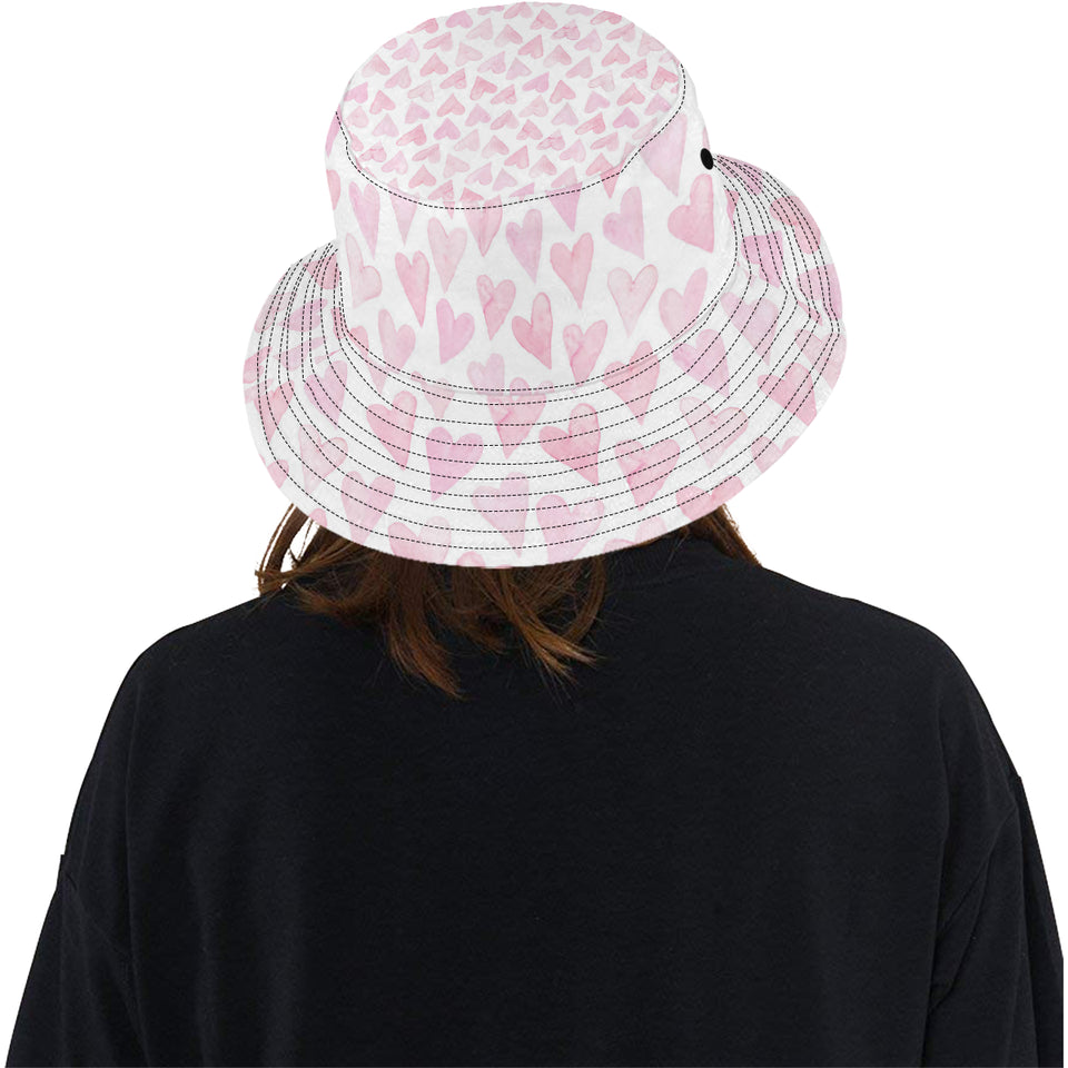 Watercolor pink heart pattern Unisex Bucket Hat