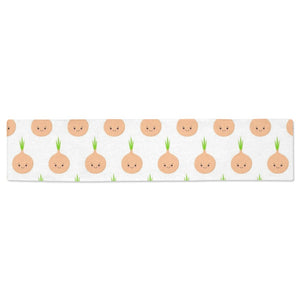 cute onions smiling faces Table Runner