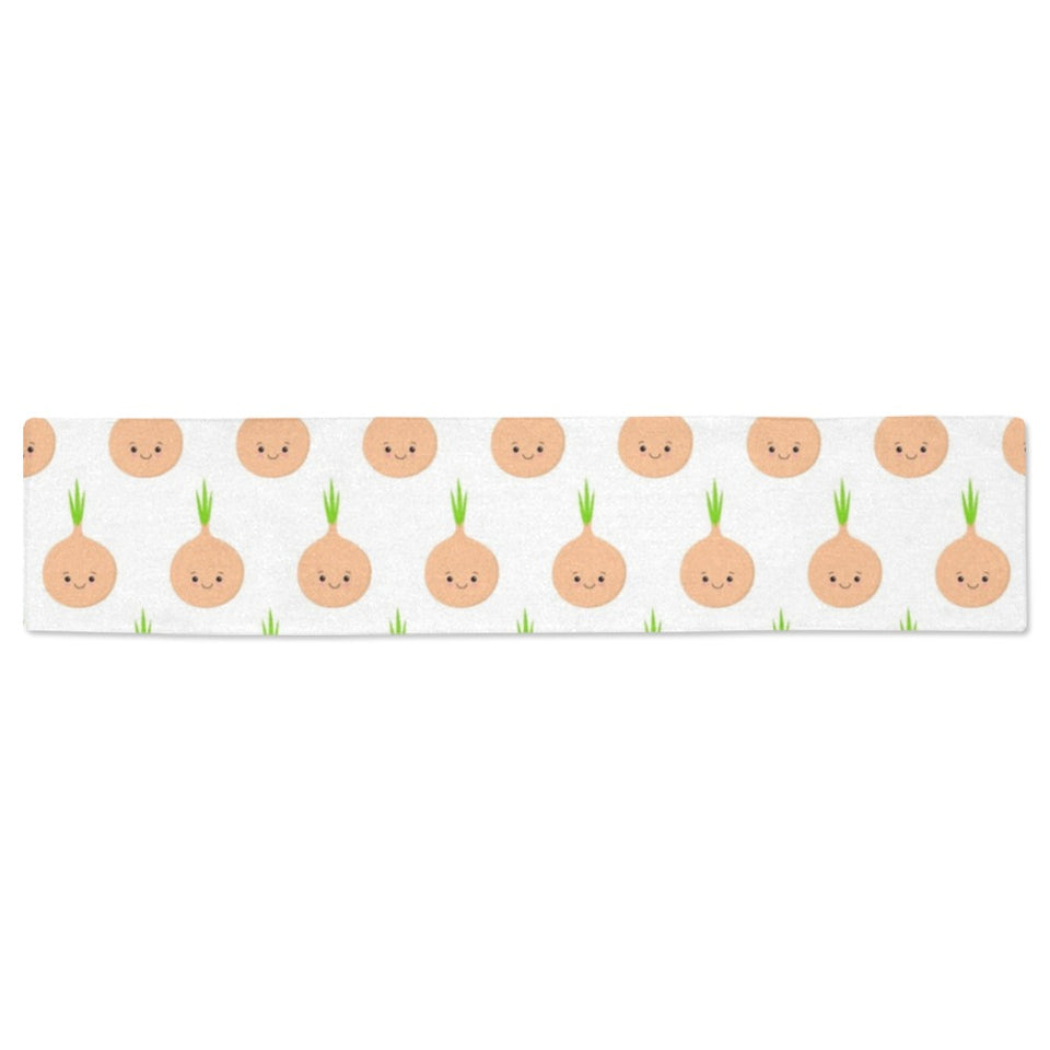 cute onions smiling faces Table Runner