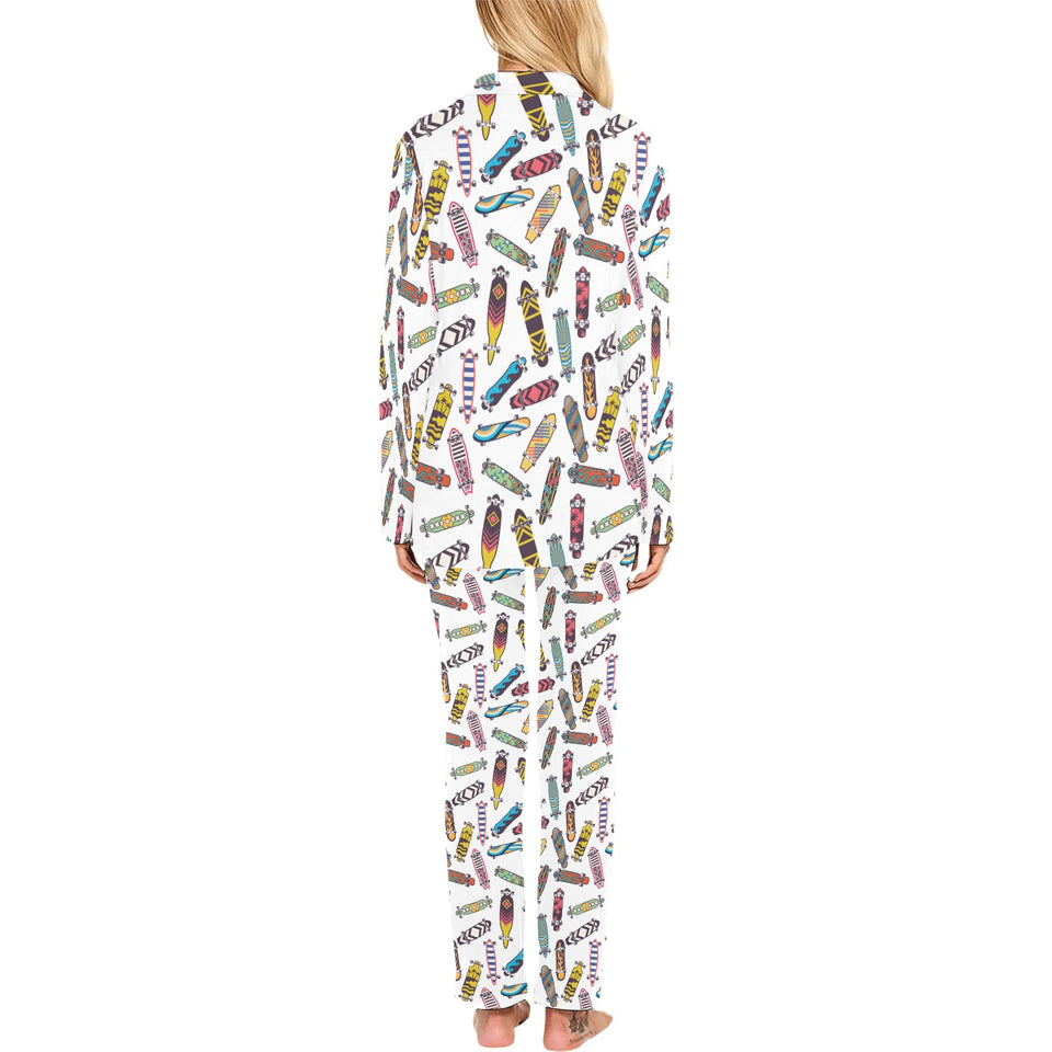 Skate Board Pattern Print Design 05 Women's Long Pajama Set
