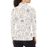 Cute sushi icon pattern Women's Long Sleeve Polo Shirt