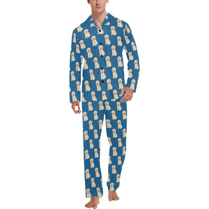 Golden Retriever Pattern Print Design 03 Men's Long Pajama Set