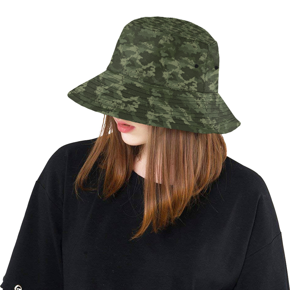 Digital Green camouflage pattern Unisex Bucket Hat