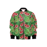 Watermelons tropical palm leaves pattern backgroun Kids' Boys' Girls' Bomber Jacket