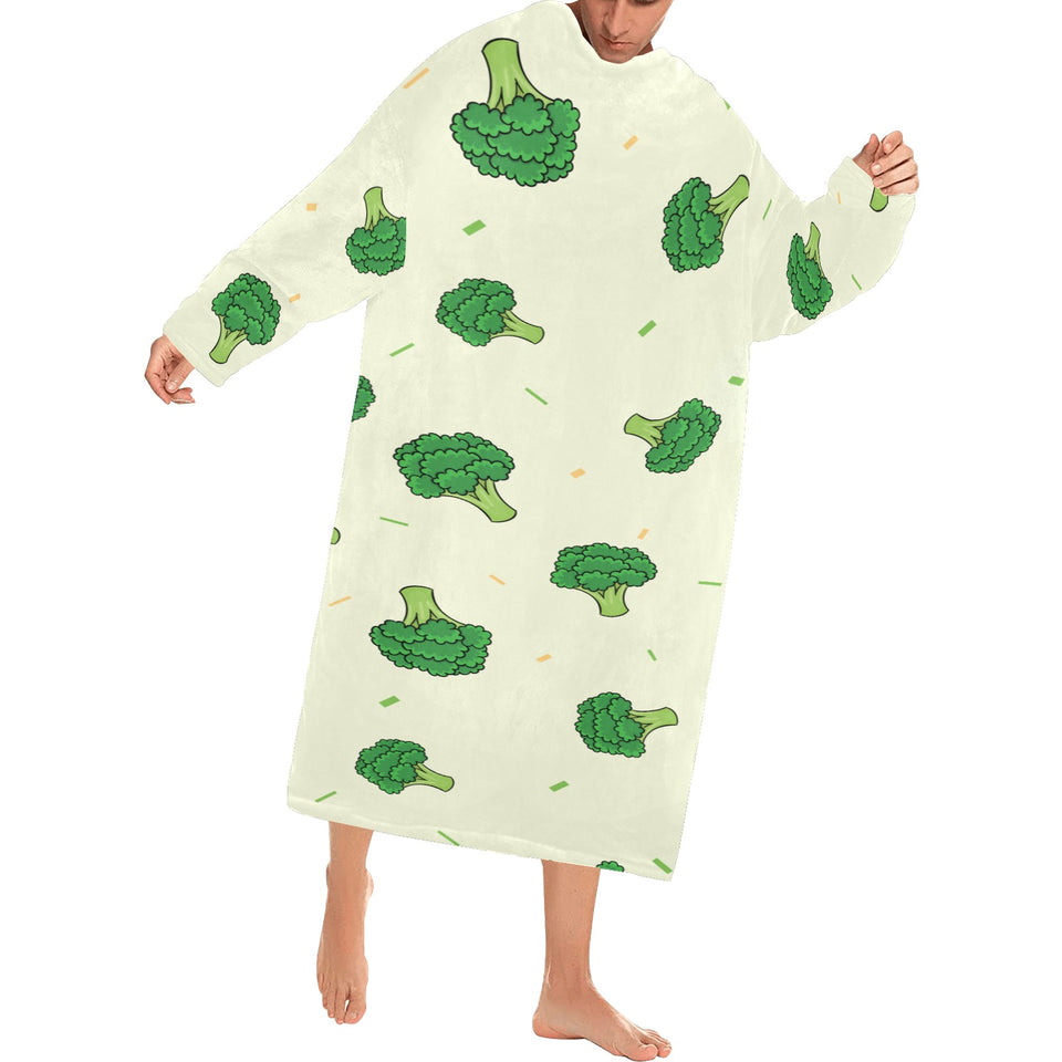 Broccoli pattern Blanket Robe with Sleeves