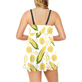 Corn Pattern Print Design 05 Chest Sexy Pleated Two Piece Swim Dress