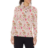 Swallow Pattern Print Design 01 Women's Long Sleeve Polo Shirt