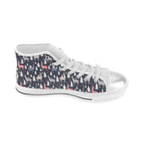 Deers Winter Christmas pattern Women's High Top Canvas Shoes White