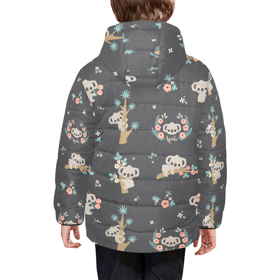 Cute koala pattern Kids' Boys' Girls' Padded Hooded Jacket