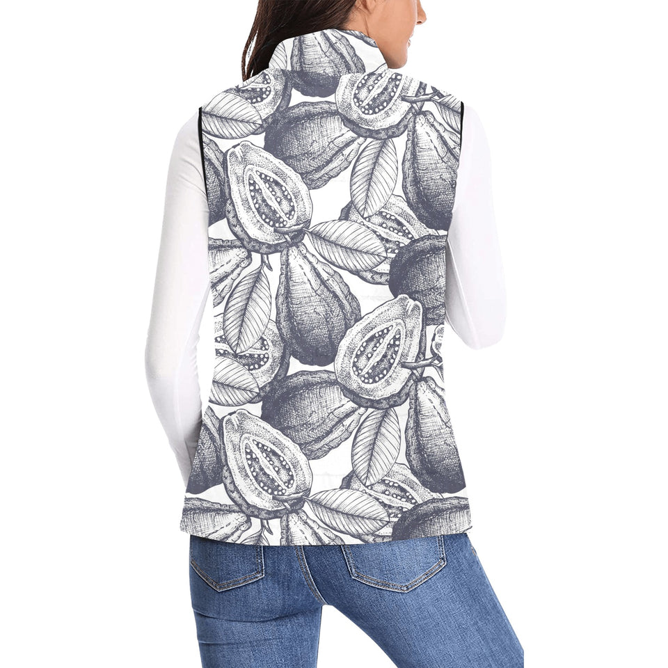 Guava tropical hand drawn pattern Women's Padded Vest