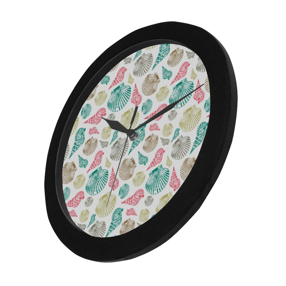 Colorful shell pattern Elegant Black Wall Clock