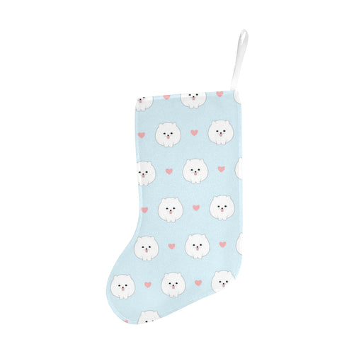 White cute pomeranian pattern Christmas Stocking