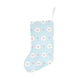 White cute pomeranian pattern Christmas Stocking