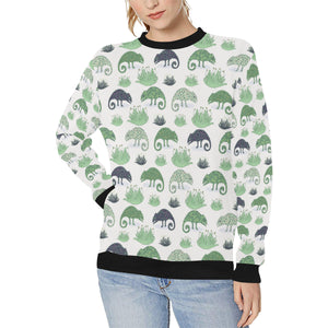 Chameleon lizard succulent plant pattern Women's Crew Neck Sweatshirt