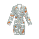 Beautiful deers Winter Christmas Women's Long Sleeve Belted Night Robe