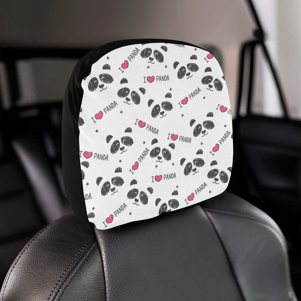 Hand Drawn faces of pandas pattern Car Headrest Cover