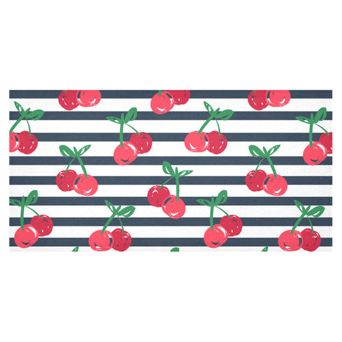 Hand drawn cherry pattern striped background Tablecloth