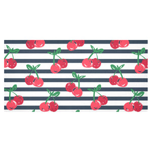 Hand drawn cherry pattern striped background Tablecloth