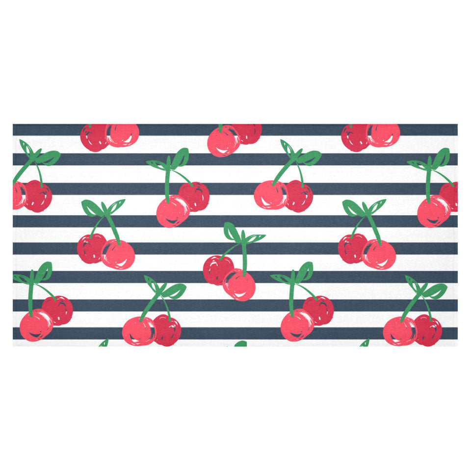 Hand drawn cherry pattern striped background Tablecloth