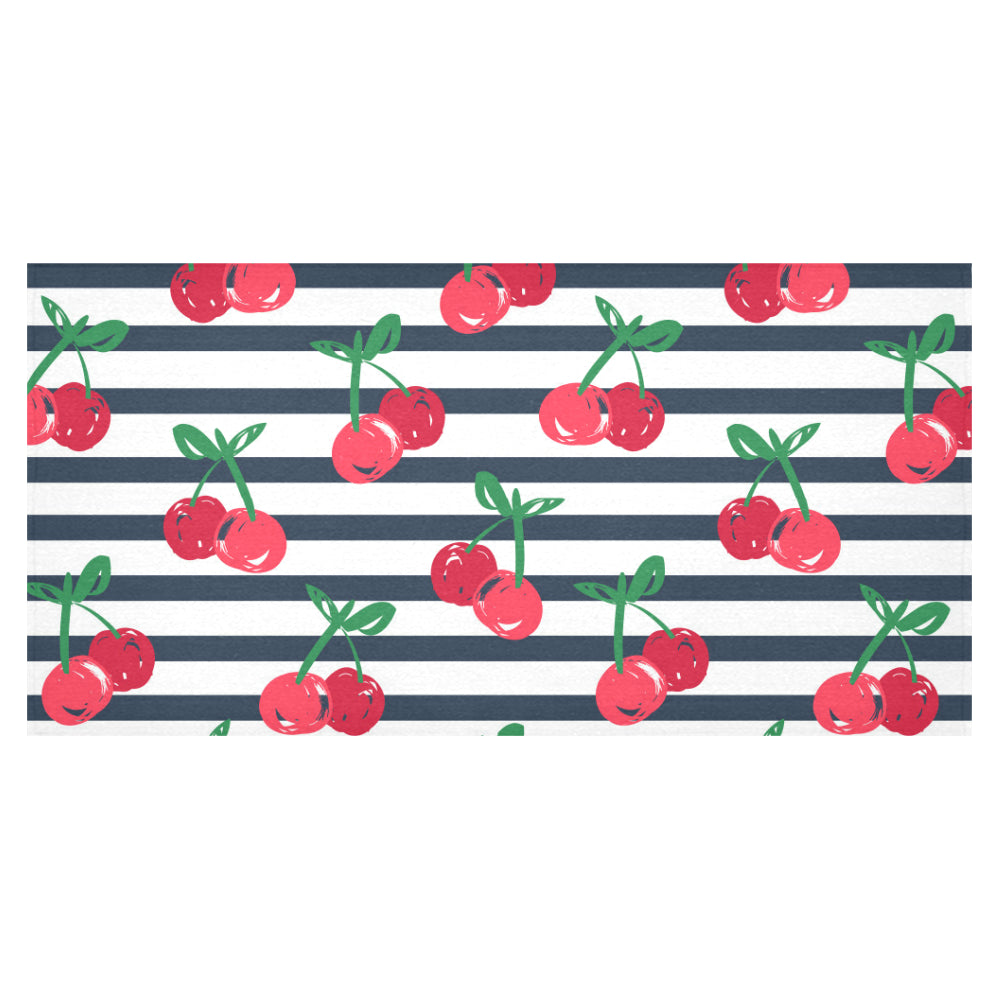 Hand drawn cherry pattern striped background Tablecloth