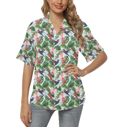 Hummingbird Pattern Print Design 05 Women's All Over Print Hawaiian Shirt