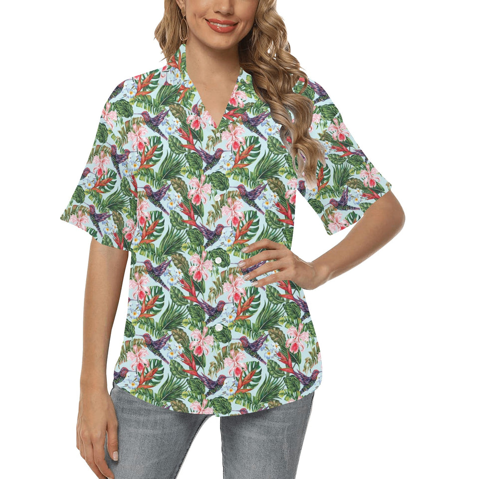 Hummingbird Pattern Print Design 05 Women's All Over Print Hawaiian Shirt