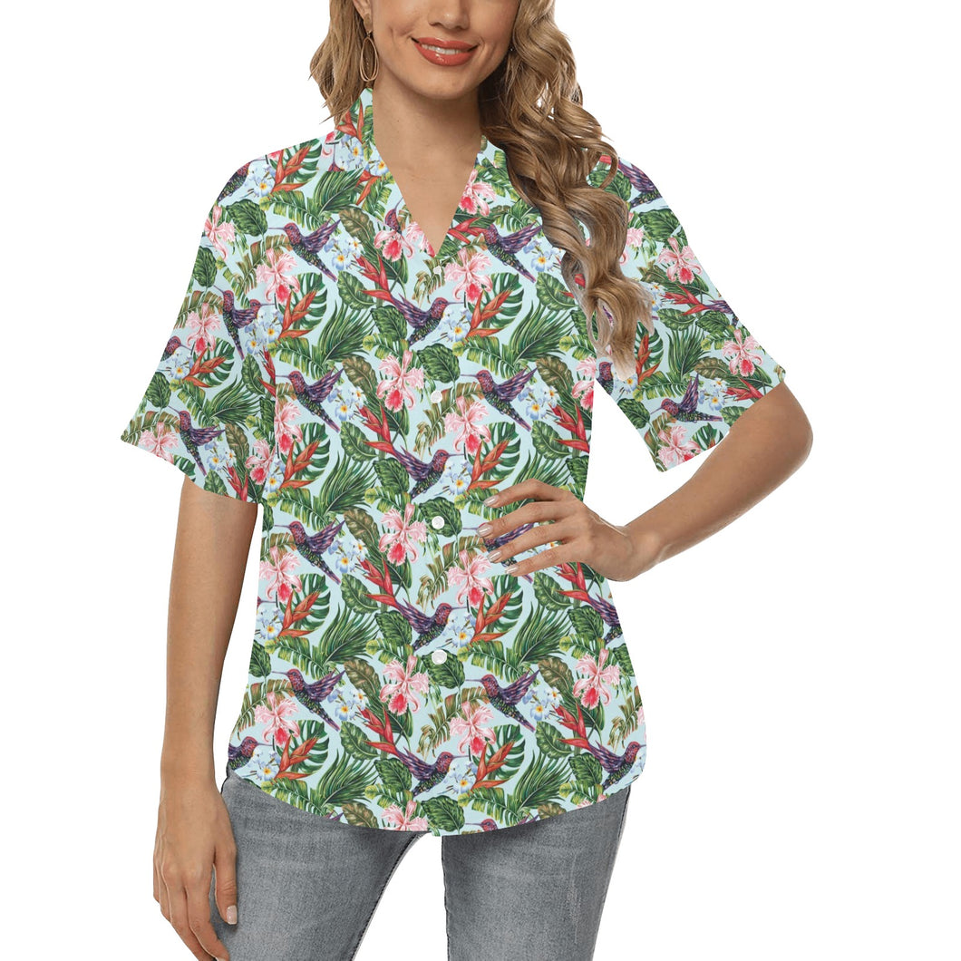 Hummingbird Pattern Print Design 05 Women's All Over Print Hawaiian Shirt