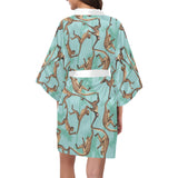 Monkey Palm tree background Women's Short Kimono Robe